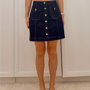 Tommy Hilfiger Navy Mini Skirt with Gold Accents